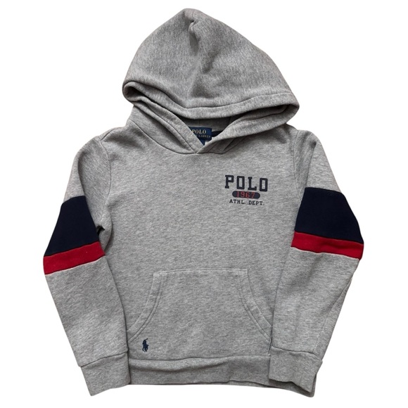 Polo Ralph Lauren Sweatshirt Boys Size 7 Pullover Hoodie Jacket Gray - Picture 1 of 4